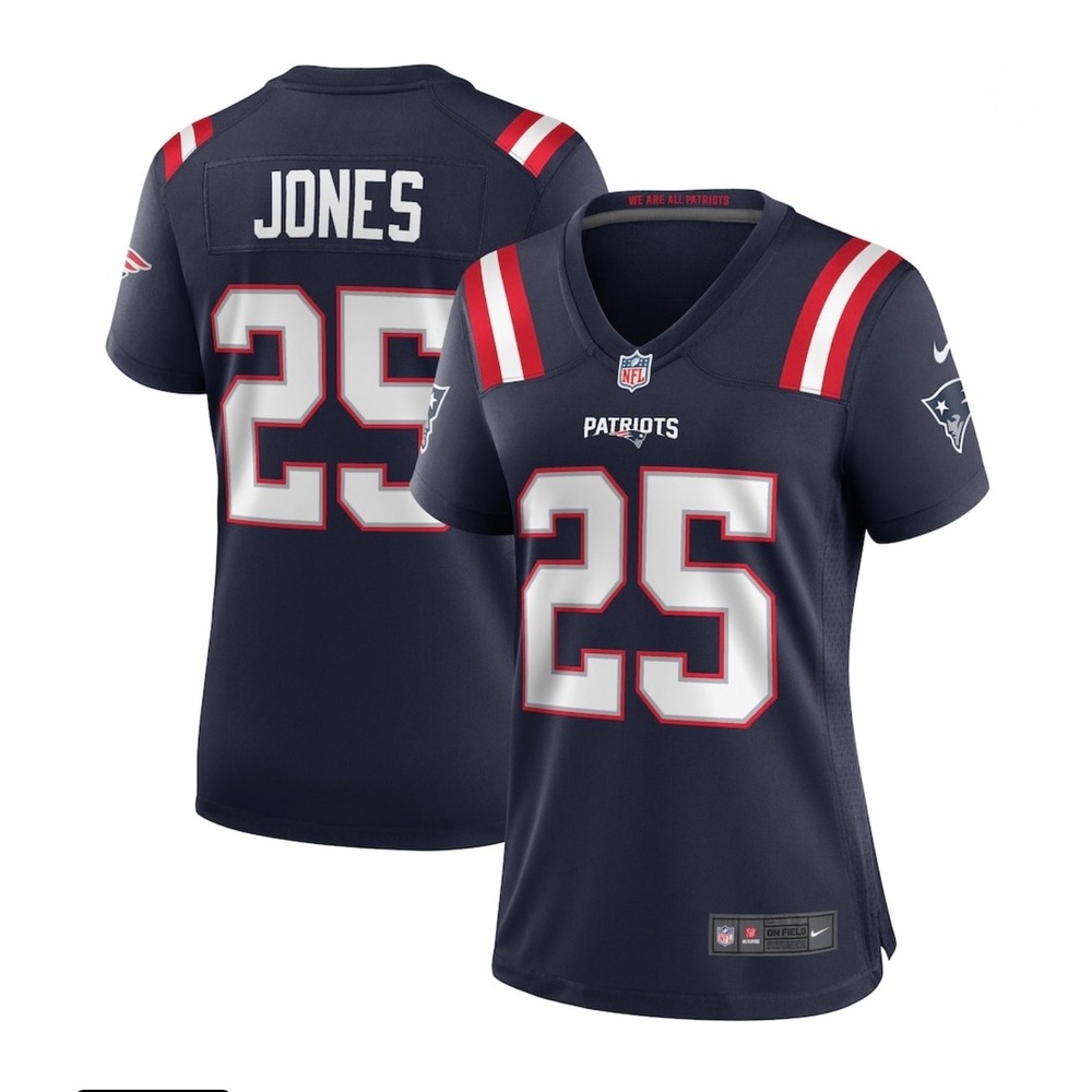 Nike New England Patriots Marcus Jones 25 Jersey Women's Small S NWT Navy Game